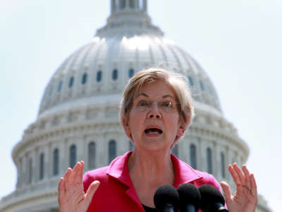 Sen. Elizabeth Warren speaks during a press conference outside the U.S. Capitol building on June 15, 2022, in Washington, D.C.