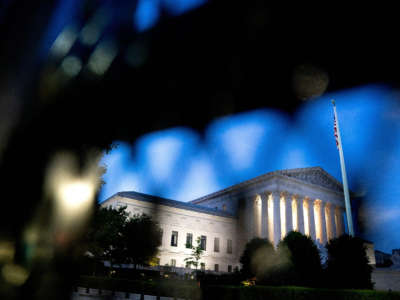Temporary security fencing surrounds the U.S. Supreme Court in Washington, D.C., on June 21, 2022.