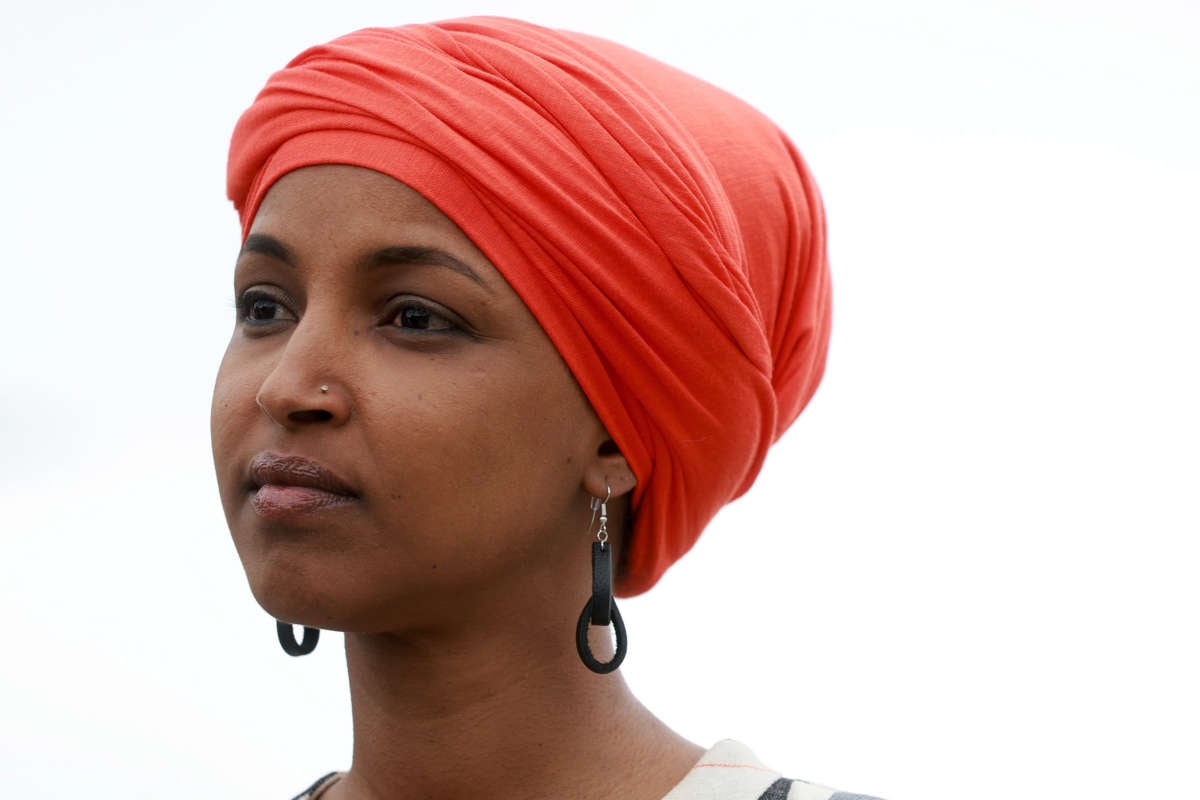 Rep. Ilhan Omar speaks during a press conference held outside of the U.S. Capitol Building on June 14, 2022, in Washington, D.C.