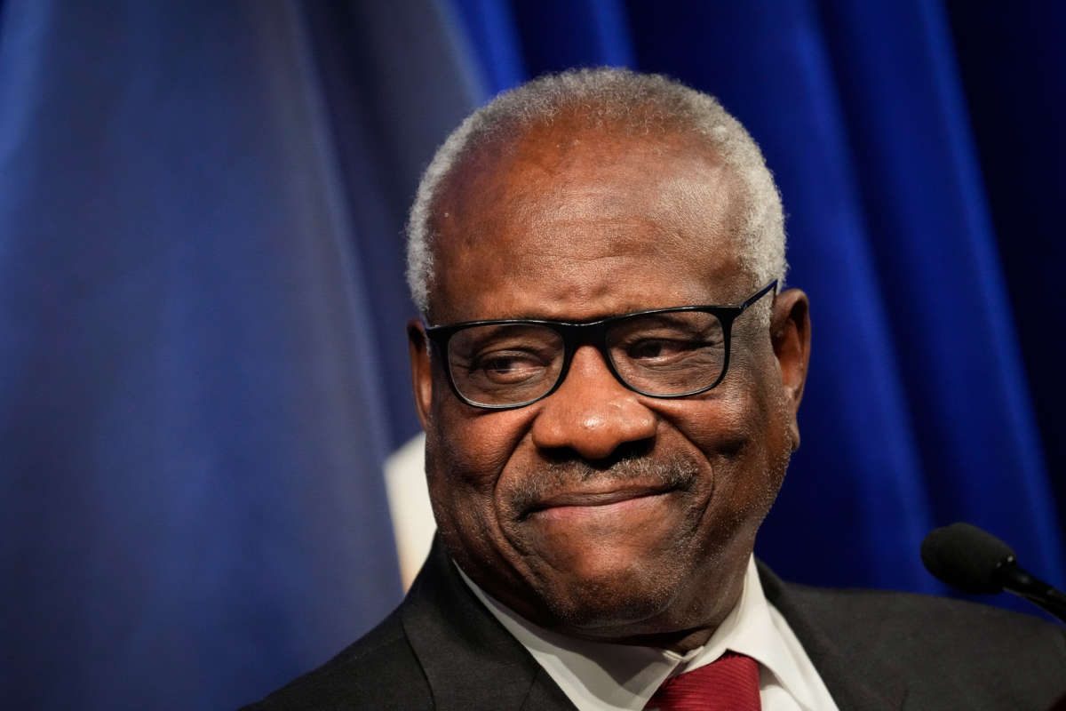 Associate Supreme Court Justice Clarence Thomas speaks at the Heritage Foundation on October 21, 2021, in Washington, D.C.