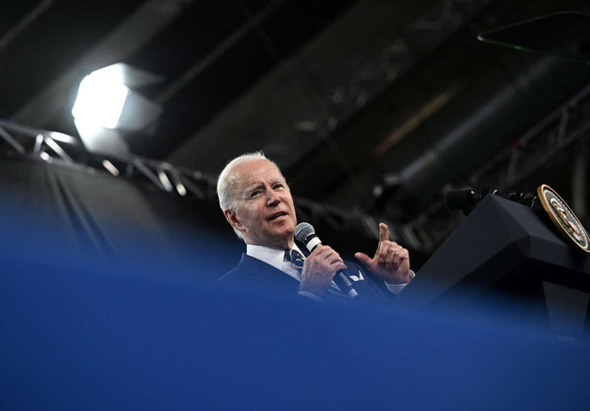 President Joe Biden addresses media representatives during a press conference at the NATO summit at the Ifema congress centre in Madrid, Spain, on June 30, 2022.