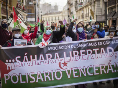 A demonstration in Granada in support of rights for the Sahrawi people of Western Sahara on December 12, 2020.