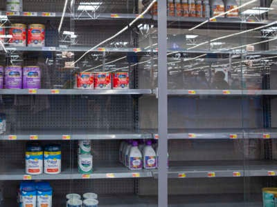 Shelves are empty at a Walmart store during a baby formula shortage on May 26, 2022 in North Bergen, New Jersey.