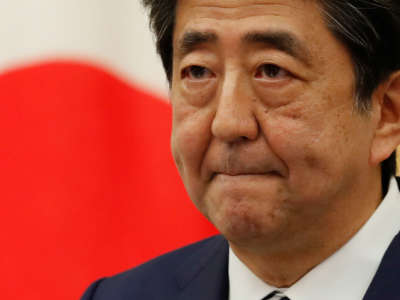 Japan's then-Prime Minister Shinzo Abe speaks at a news conference on May 25, 2020, in Tokyo, Japan.