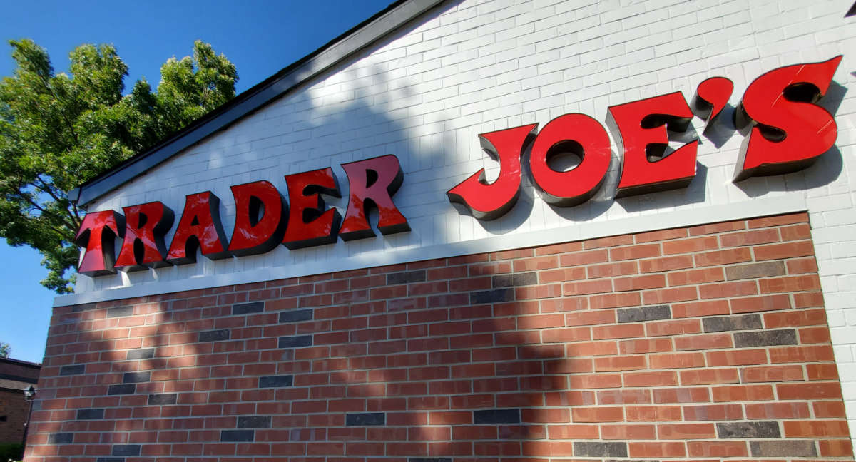 A sign for Trader Joe's supermarket is pictured in San Ramon, California, on July 3, 2020.