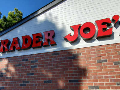 A sign for Trader Joe's supermarket is pictured in San Ramon, California, on July 3, 2020.