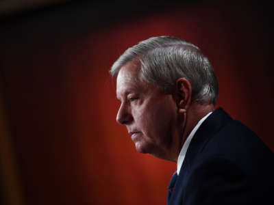 Sen. Lindsey Graham speaks during a news conference at the U.S. Capitol on January 7, 2021, in Washington, D.C.