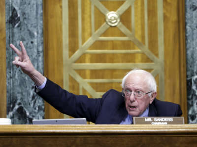Sen. Bernie Sanders (I-Vermont) during a hearing at the Dirksen Senate Office Building on March 30, 2022 in Washington, D.C.
