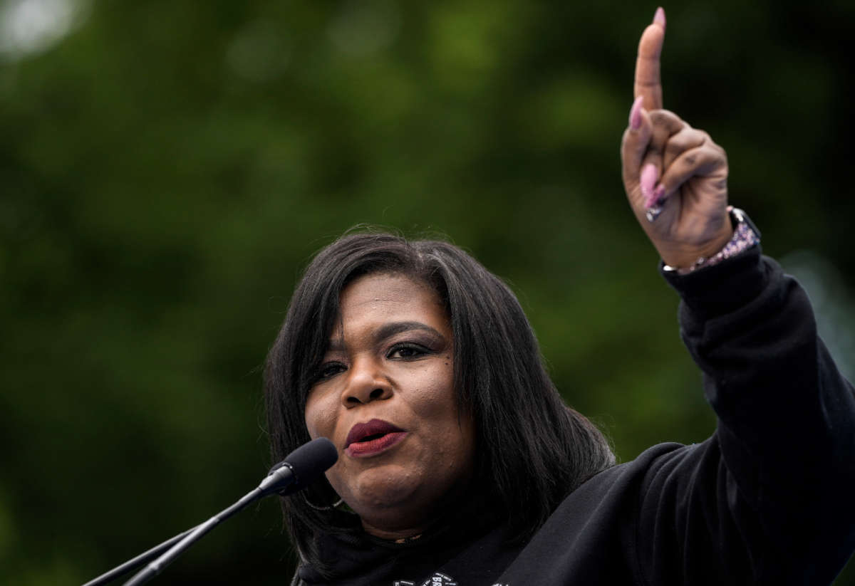 Rep. Cori Bush speaks during a March for Our Lives rally against gun violence on the National Mall on June 11, 2022, in Washington, D.C.