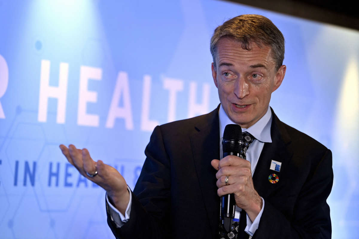 Intel's CEO Pat Gelsinger is pictured during the 'Chips for Health' event at the Grischa Hotel at the 2022 World Economic Forum Annual Meeting in Davos, Switzerland, on May 24, 2022.