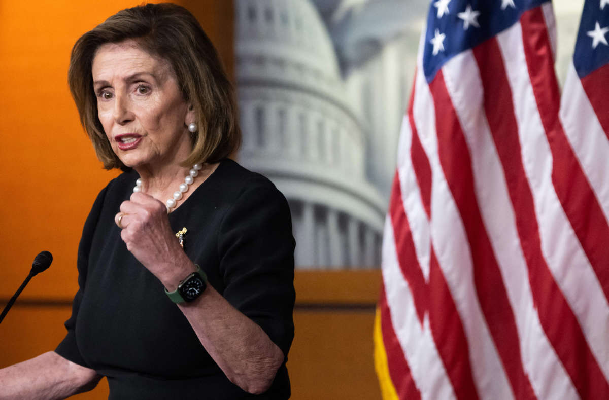 Speaker of the House Nancy Pelosi speaks during her weekly press briefing on Capitol Hill in Washington, D.C., on July 14, 2022.