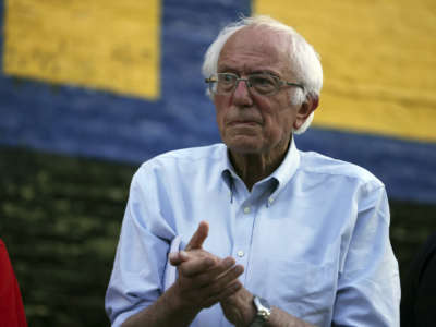 Sen. Bernie Sanders attends a pro-union rally at Teamsters Local 705, on June 16, 2022, in Chicago.