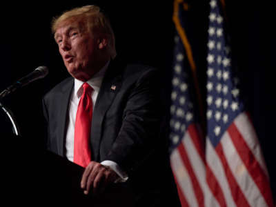 Former President Donald Trump speaks after a panel on policing and security at Treasure Island hotel and casino on July 8, 2022, in Las Vegas, Nevada.