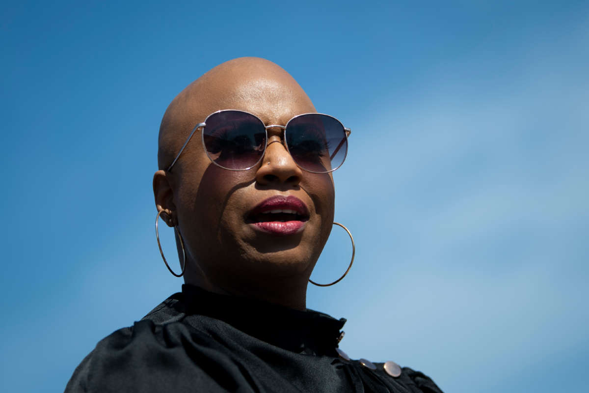 Rep. Ayanna Pressley speaks during a news conference in Washington, D.C., on March 11, 2021.