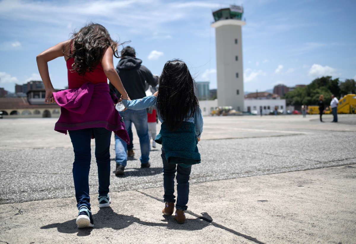 Guatemalan youth arrive on an ICE deportation flight from Brownsville, Texas, on August 29, 2019, to Guatemala City.