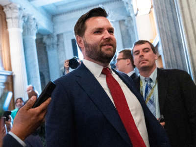 J.D. Vance, Republican candidate for U.S. Senate in Ohio, leaves the Republican senate luncheon in the U.S. Capitol on May 17, 2022.