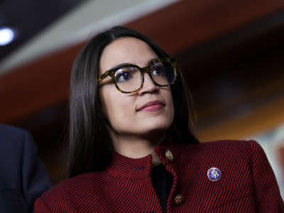 Rep. Alexandria Ocasio-Cortez speaks during a news conference on Capitol Hill on April 7, 2022, in Washington, D.C.