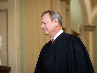 Supreme Court Chief Justice John Roberts arrives to the Senate chamber at the U.S. Capitol on January 16, 2020, in Washington, D.C.