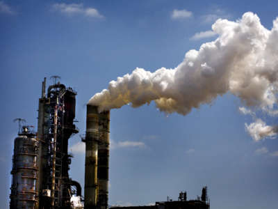 Smokestacks at the Baytown Exxon gas refinery are pictured on March 23, 2006, in Baytown, Texas.
