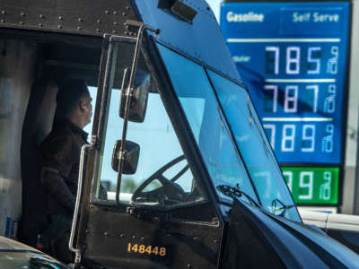 The price of gasoline approaches $8 a gallon at the Chevron gas station located at the intersection of Cesar. E. Chavez Ave. and Alameda Street in downtown Los Angeles on June 1, 2022.