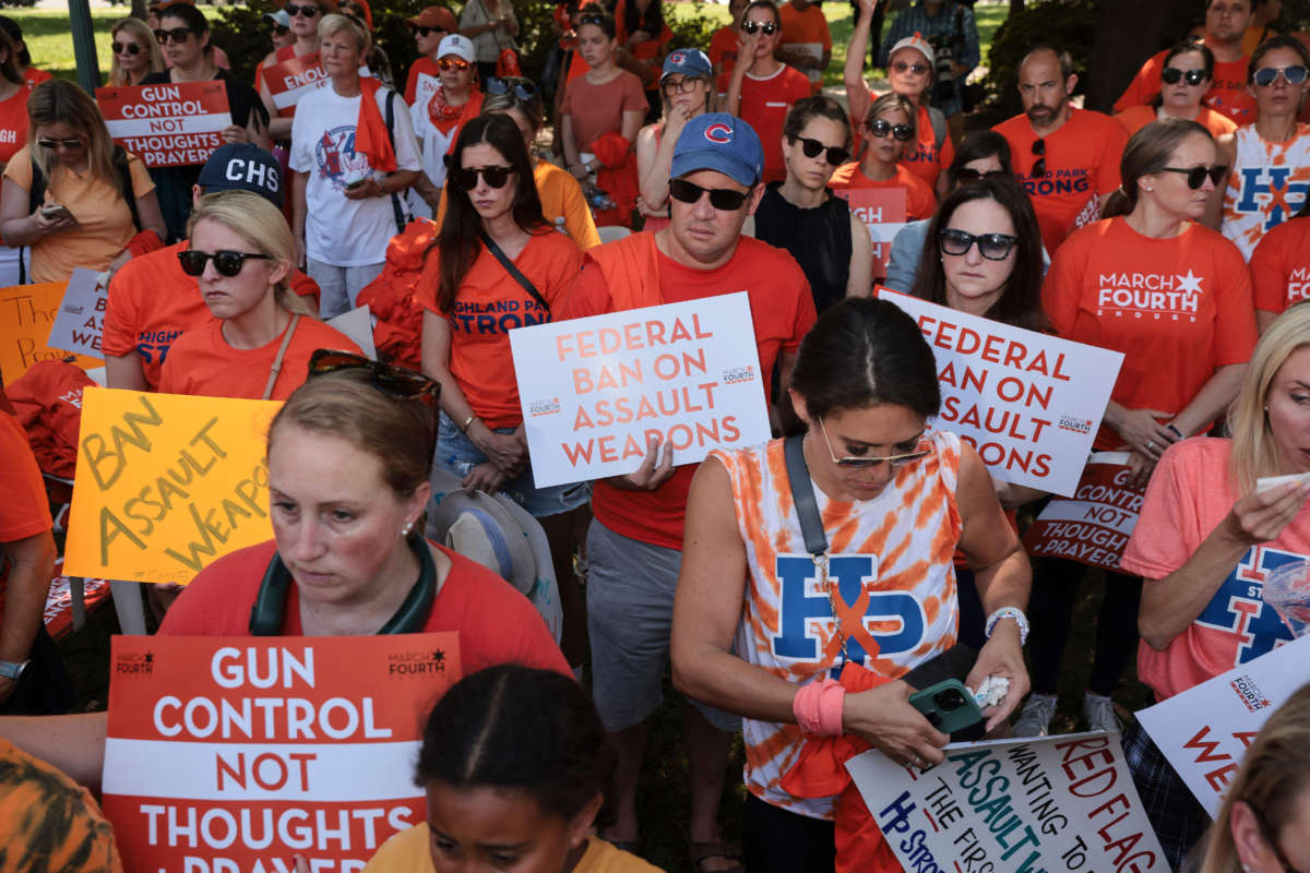 Uvalde and Highland Park mass shootings survivors, families and supporters rally on Capitol Hill in Washington, D.C., calling for stricter gun controls on July 13, 2022.