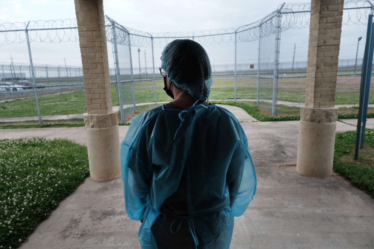 Medical staff with Delta Health Center work at the Bolivar County Correctional Facility to give prisoners a COVID-19 vaccination on April 28, 2021, in Cleveland, Mississippi.