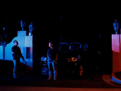 Secret Service is seen in front of the home of former President Donald Trump house at Mar-A-Lago on August 8, 2022, in Palm Beach, Florida.