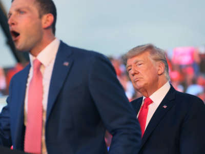 Max Miller speaks at a rally with former President Donald Trump at the Lorain County Fairgrounds on June 26, 2021, in Wellington, Ohio.