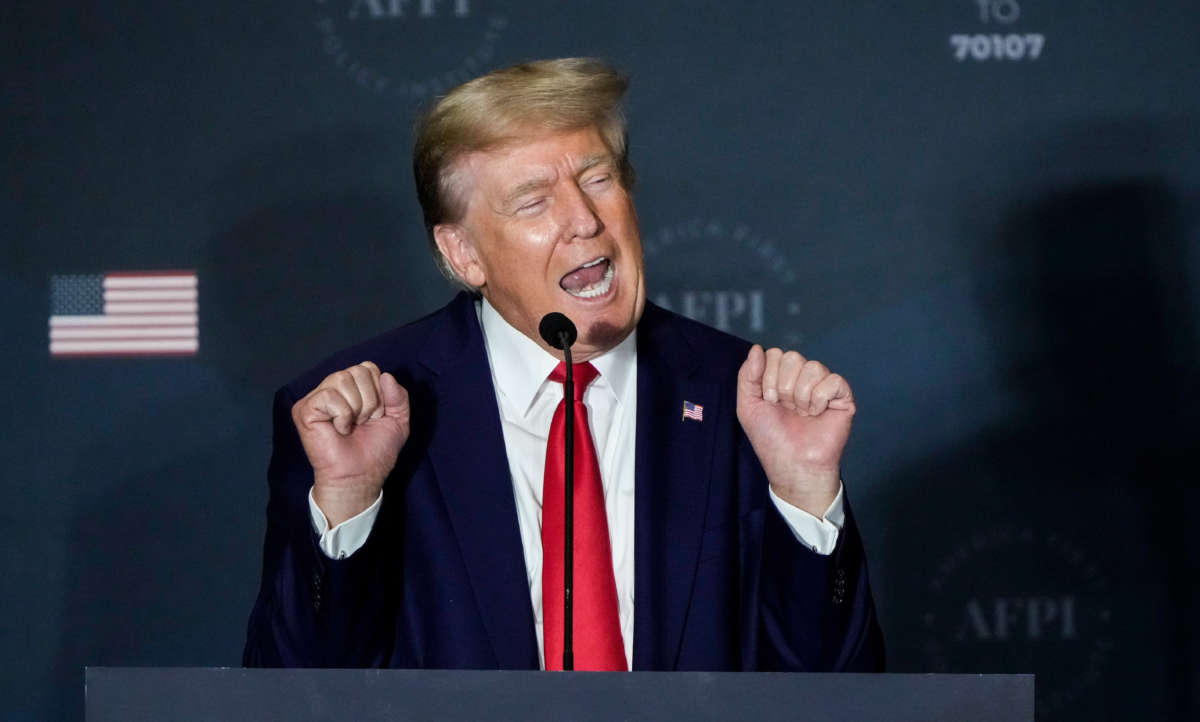 Former President Donald Trump speaks during the America First Agenda Summit, at the Marriott Marquis hotel on July 26, 2022, in Washington, D.C.