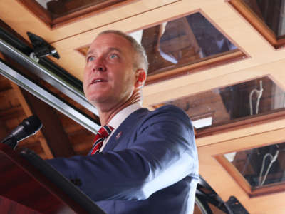 Rep. Sean Patrick Maloney speaks during a press conference on the the Inflation Reduction Act at Glynwood Boat House on August 17, 2022, in Cold Spring, New York.