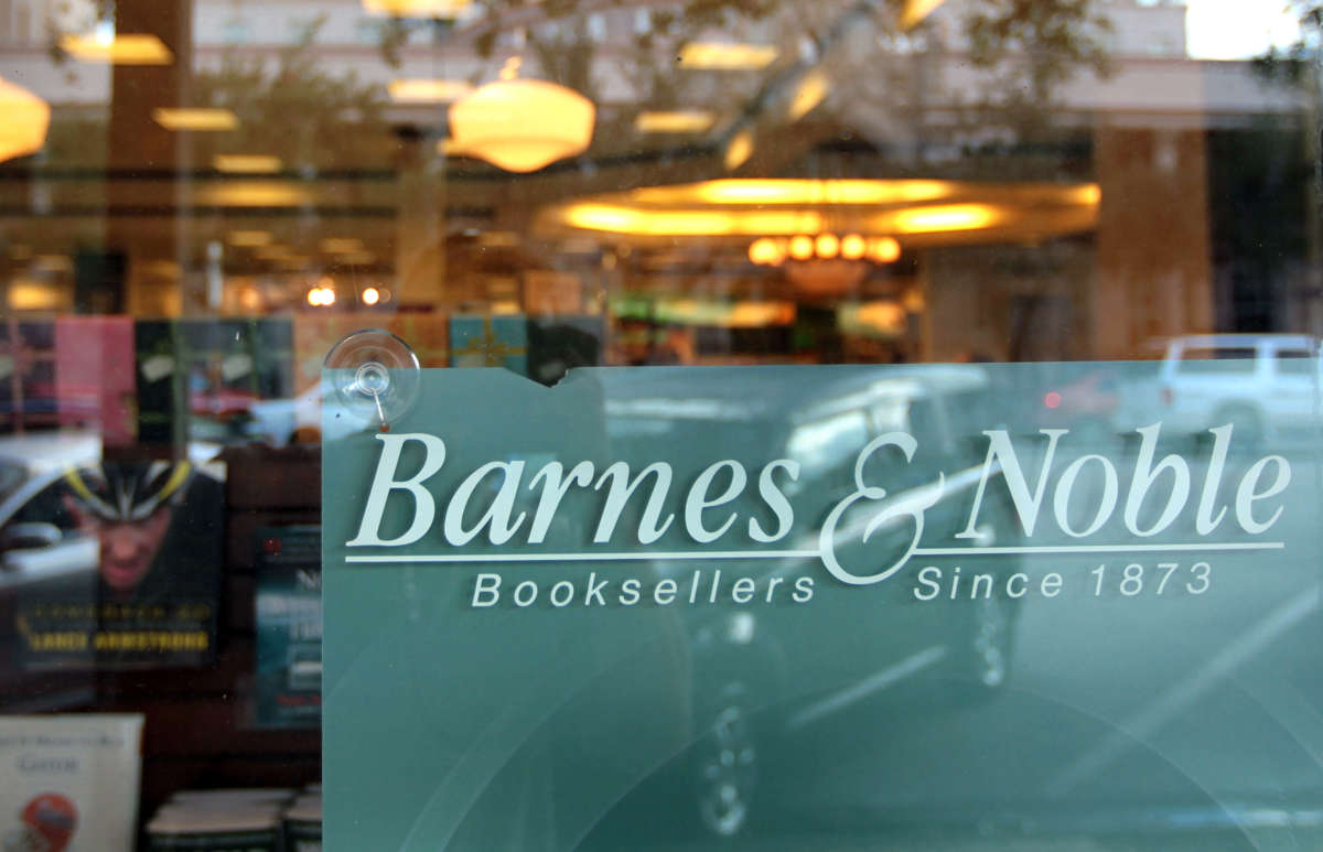 The window sign to a Barnes & Noble Booksellers store is seen on August 3, 2010, in Coral Gables, Florida.