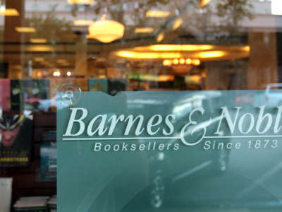 The window sign to a Barnes & Noble Booksellers store is seen on August 3, 2010, in Coral Gables, Florida.