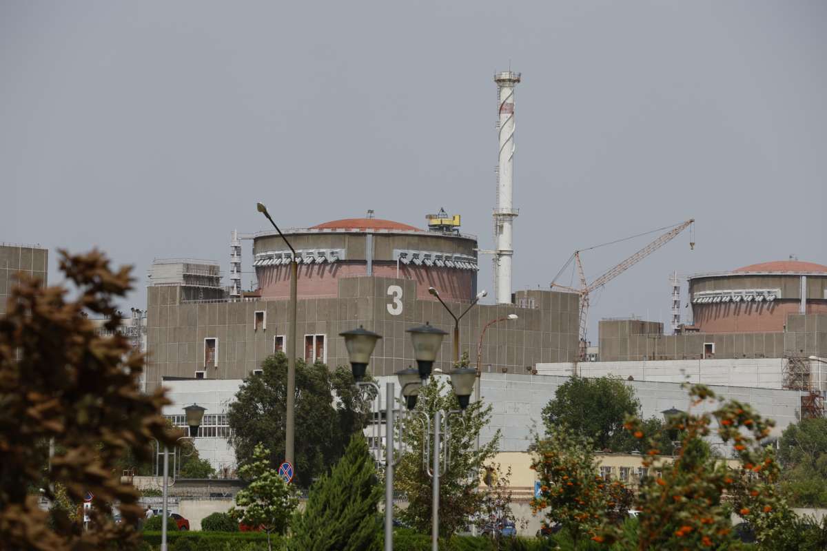 A photo taken on August 22, 2022, shows the Zaporizhzhia nuclear power plant in Ukraine.