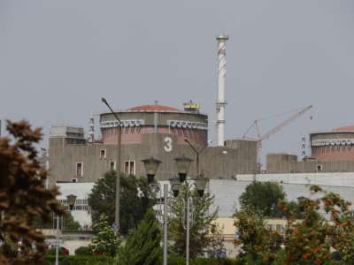 A photo taken on August 22, 2022, shows the Zaporizhzhia nuclear power plant in Ukraine.