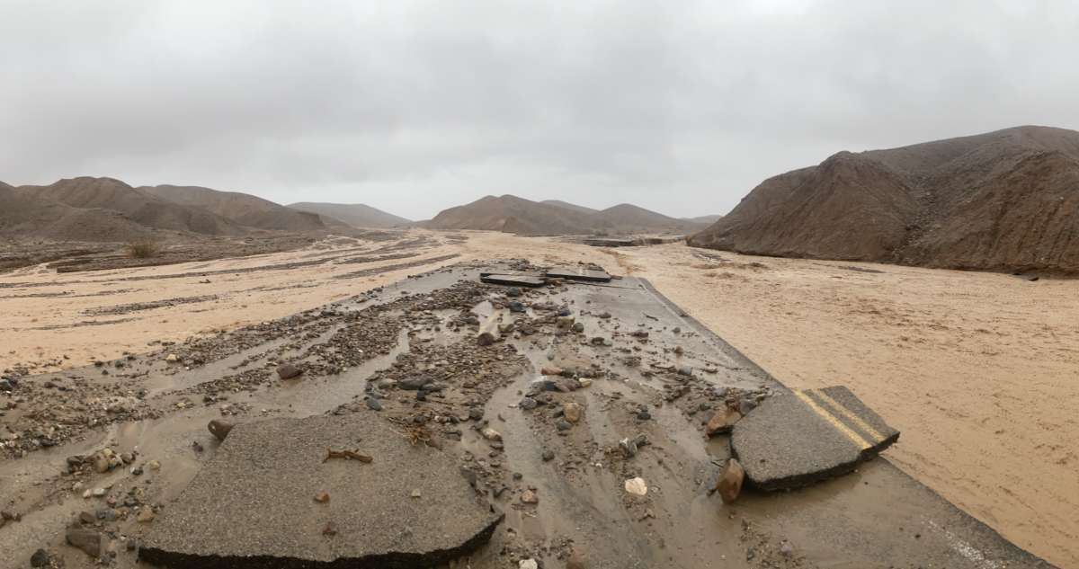 Monsoonal rain floods Mud Canyon in Death Valley National Park in California on August 5, 2022.