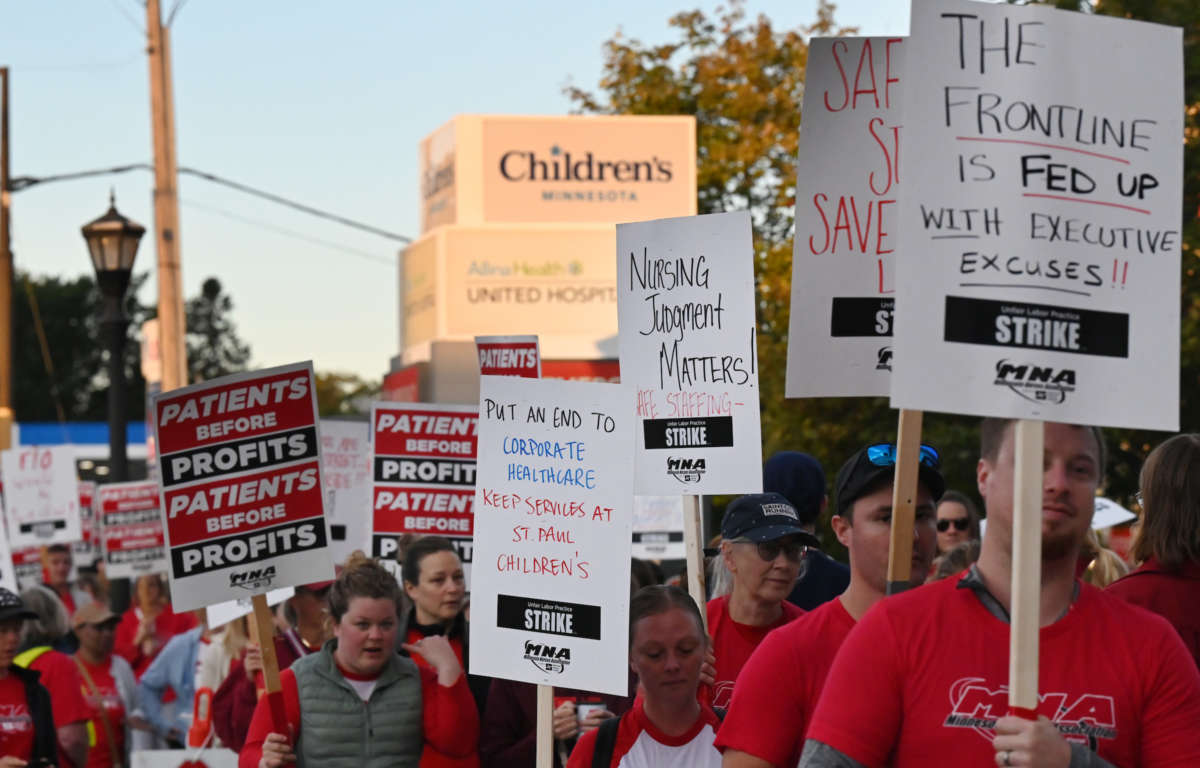 Nurses at Children's Minnesota and United Hospital in St. Paul, Minnesota were among some 15,000 nurses at 16 hospitals in the Twin Cities and Twin Ports region who walked off the job Monday, Sept. 12, 2022.