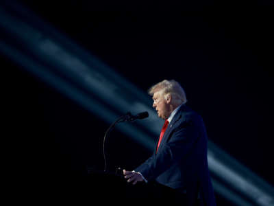 Former President Donald Trump speaks during the Turning Point USA Student Action Summit held at the Tampa Convention Center on July 23, 2022, in Tampa, Florida.