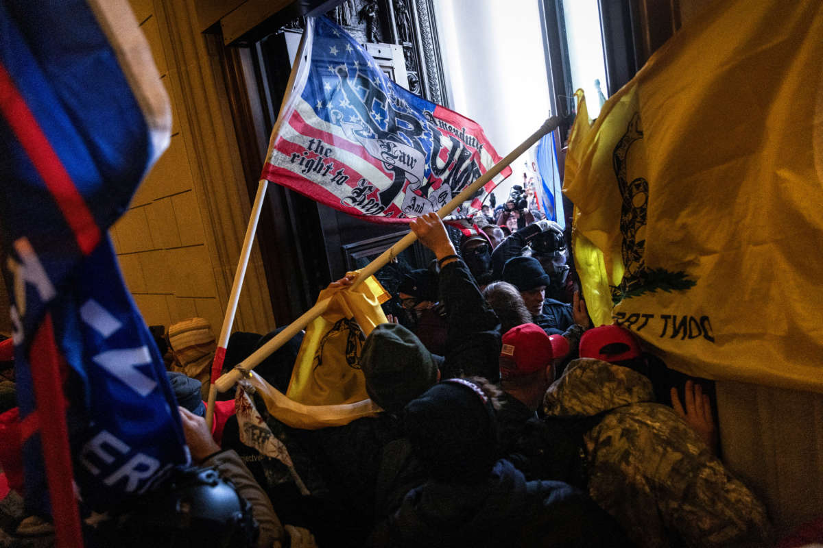 A pro-Trump mob breaks into the U.S. Capitol on January 6, 2021, in Washington, D.C.