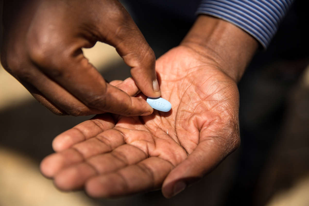 Pre-Exposure Prophylaxis (PrEP), an HIV preventative drug is presented during an interview on November 30, 2017, in Soweto, South Africa.