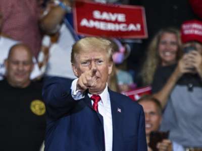 Former President Donald Trump speaks during a campaign rally in Pennsylvania on September 3, 2022.