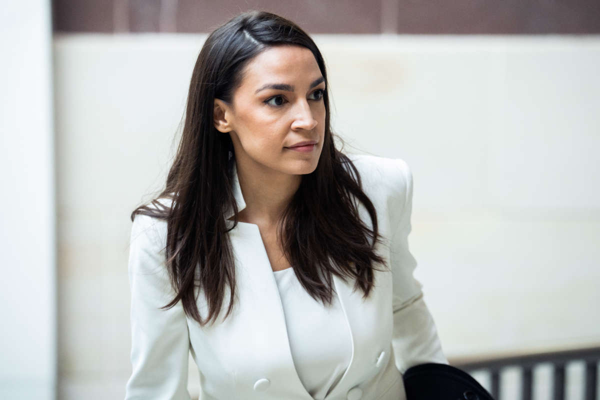 Rep. Alexandria Ocasio-Cortez is seen in the Capitol Visitor Center on March 16, 2022.