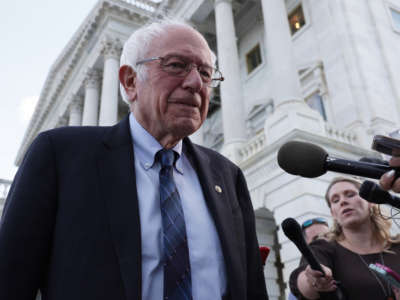 Sen. Bernie Sanders leaves the U.S. Capitol after a cloture vote on September 27, 2022, in Washington, D.C.