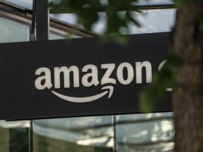 A sign outside an Amazon Go store at the Amazon headquarters on May 20, 2021, in Seattle, Washington.