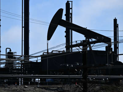 A pumpjack in the Inglewood Oil Field is seen from the Kenneth Hahn State Recreation Area on July 13, 2022, in Los Angeles, California.