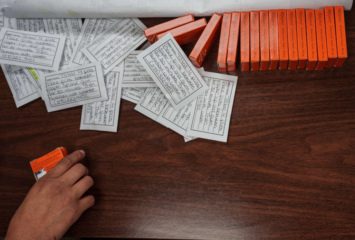 Doses of mifepristone and misoprostol are pictured at Franz Theard's Women's Reproductive Clinic in Santa Teresa, New Mexico, on May 7, 2022.