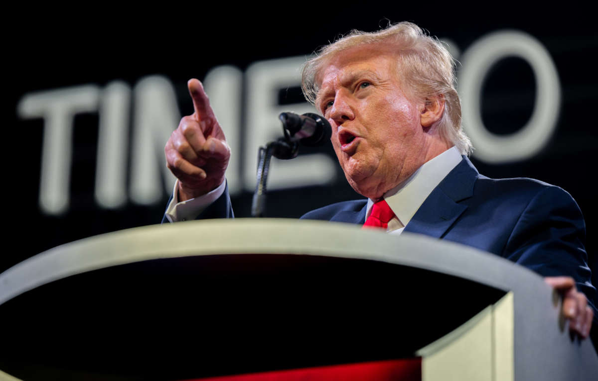 Former President Donald Trump speaks during a rally at the Austin Convention Center on May 14, 2022, in Austin, Texas.