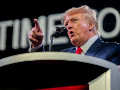 Former President Donald Trump speaks during a rally at the Austin Convention Center on May 14, 2022, in Austin, Texas.