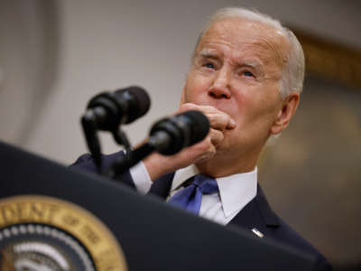 President Joe Biden delivers remarks in the Roosevelt Room at the White House on September 30, 2022, in Washington, D.C.