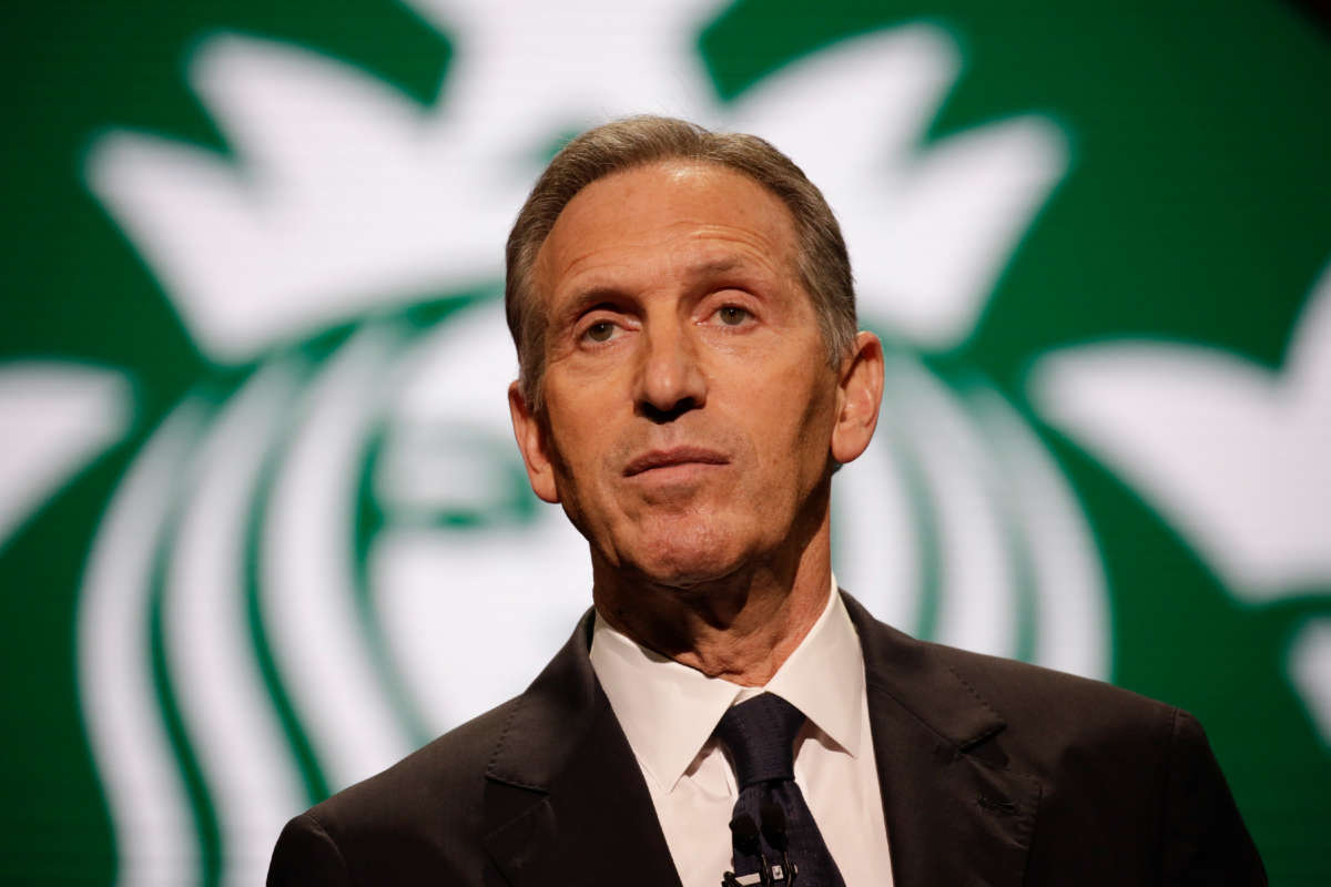 Starbucks Chairman and CEO Howard Schultz speaks at the Annual Meeting of Shareholders in Seattle, Washington, on March 22, 2017.