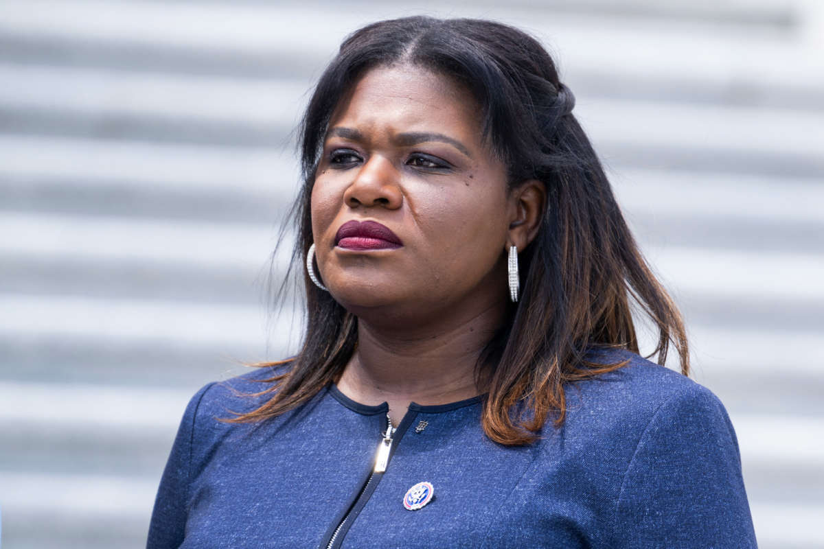 Rep. Cori Bush attends an event on the House steps of the U.S. Capitol on May 19, 2022.